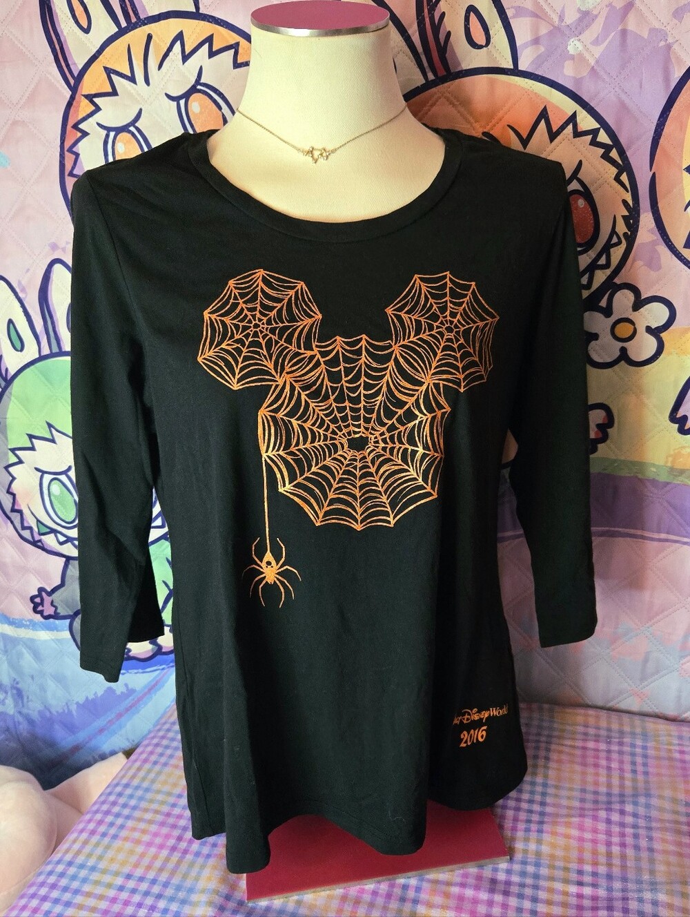 Disney Parks Mickey Spiderweb Longsleeve 2016 Halloween L